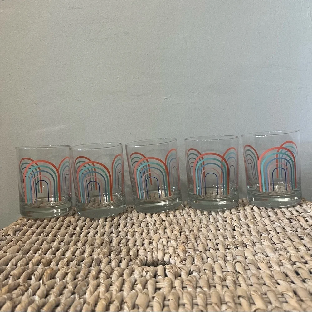 Glasses Drinking Rainbow Short Set Of 5 Pride 4”‎ tall